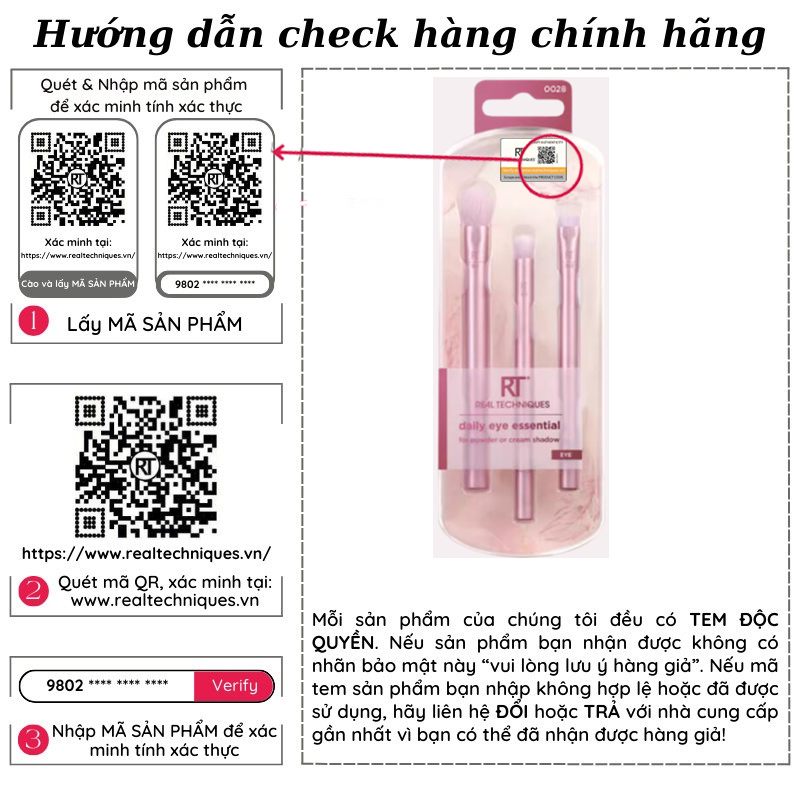 Bộ Cọ Trang Điểm Mắt 3 Cây RT REAL TECHNIQUES Daily Eye Essential 0028